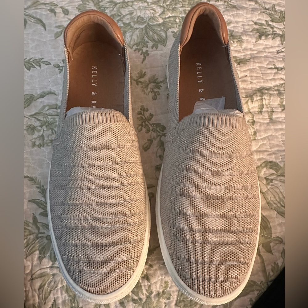 Kelly & Katie Taupe Knit Slip-Ons